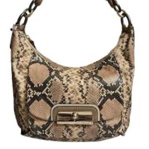 Coach Kristin Python-Embossed Leather Hobo Bag